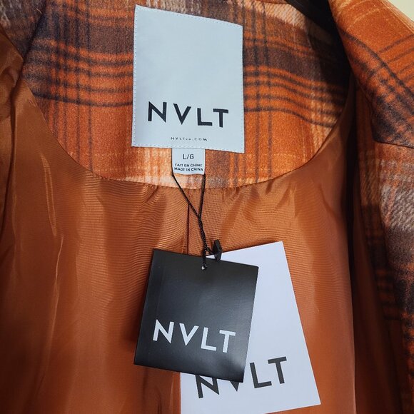 NVLT Plaid Belted Lined Trench Coat - Size Large NWT - Picture 6 of 8